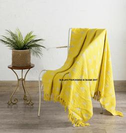 Grande Cotone Mano Blocco Stampato Fango Panno Coperta Casa 