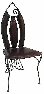 Arredamento etnico sedia in ferro battuto e cuoio Fish