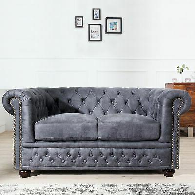 cagu pregiato chesterfield 2er divano winchester grigio
