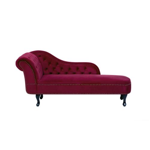 chaise longue destra in velluto bordeaux nimes