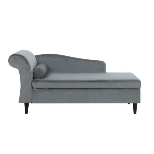 chaise longue in velluto grigio chiaro destra