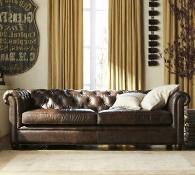 chesterfield 3 posti 100 percent pelle antico