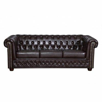 chesterfield 3 posti divano in pelle imbottitura