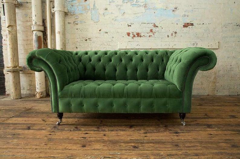 chesterfield divano 2 posti imbottitura sedile tessuto