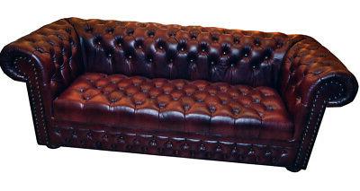 chesterfield divano 3 sedile pelle sofa rosso