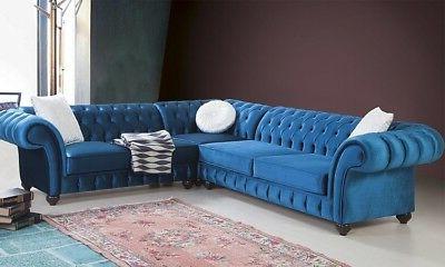 chesterfield divano ad angolo in pelle imbottitura