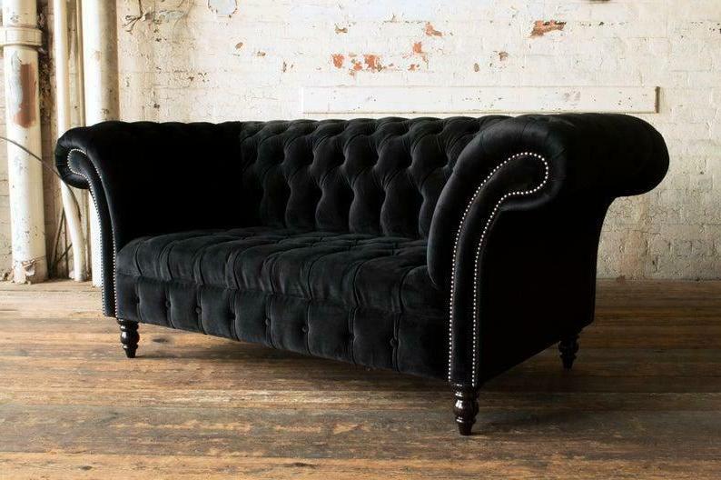 chesterfield divano televisione 2 posti lusso tessuto
