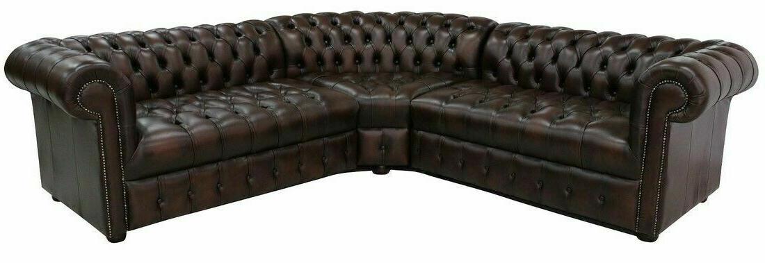 chesterfield new divano ad angolo marrone scuro