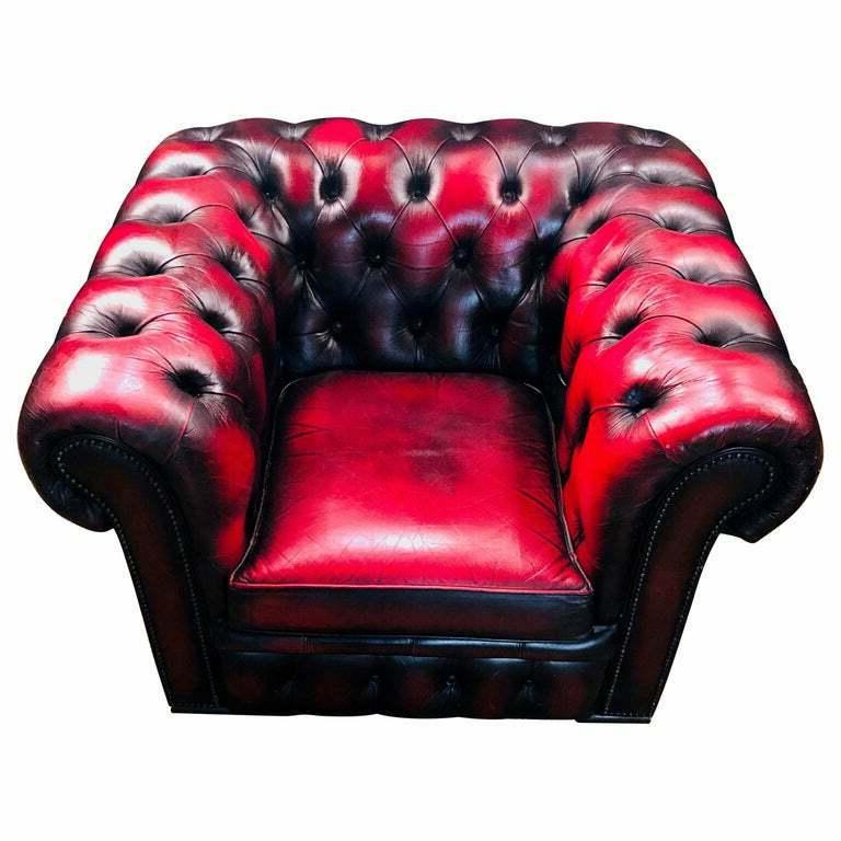 chesterfield poltrona vera pelle oxblood bordeaux