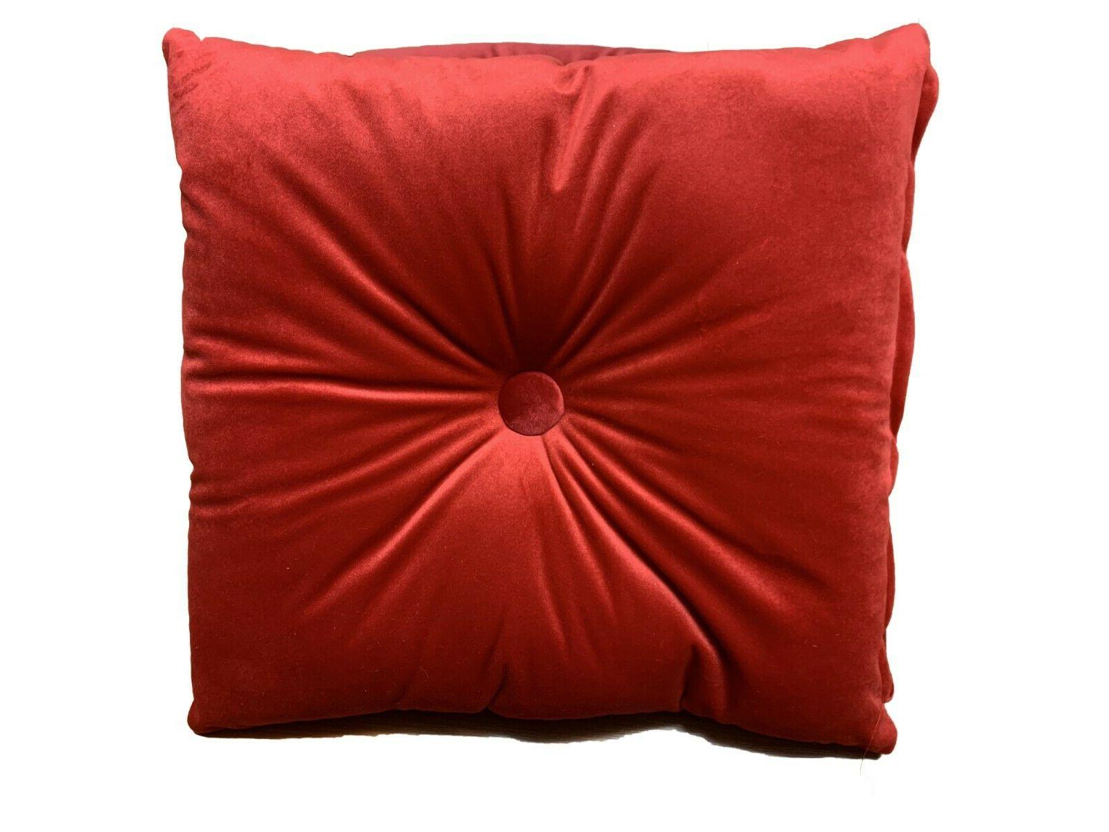 cuscino divano arredo velluto rosso bottone 42x42