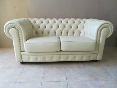 divano 2 posti chesterfield bianco in vera