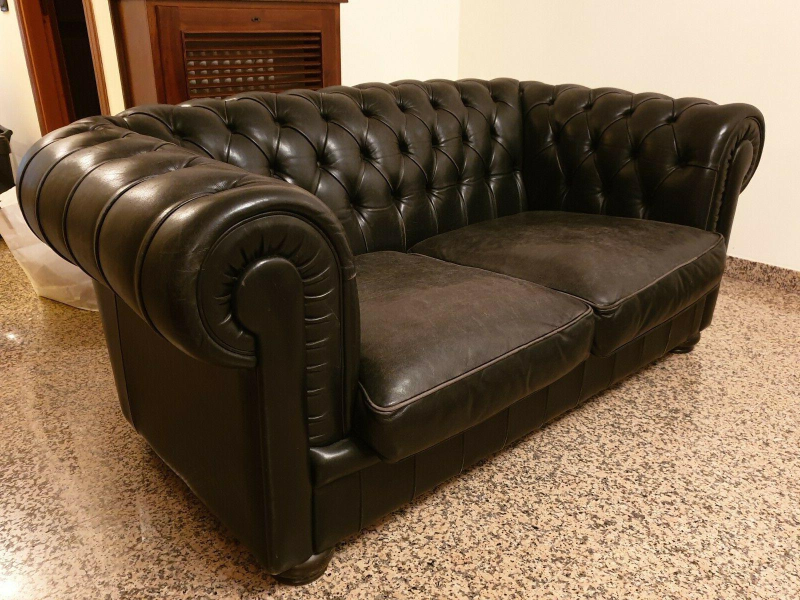 divano 2 posti in pelle nera usato