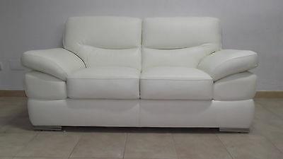 divano 2 posti in vera pelle bianco