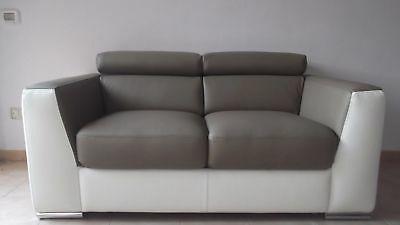 divano 2 posti in vera pelle bicolore