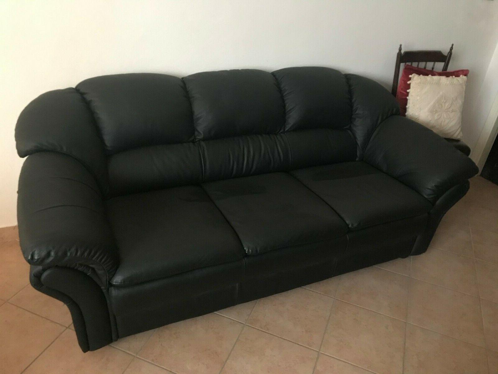 divano 3 posti in pelle nera usato