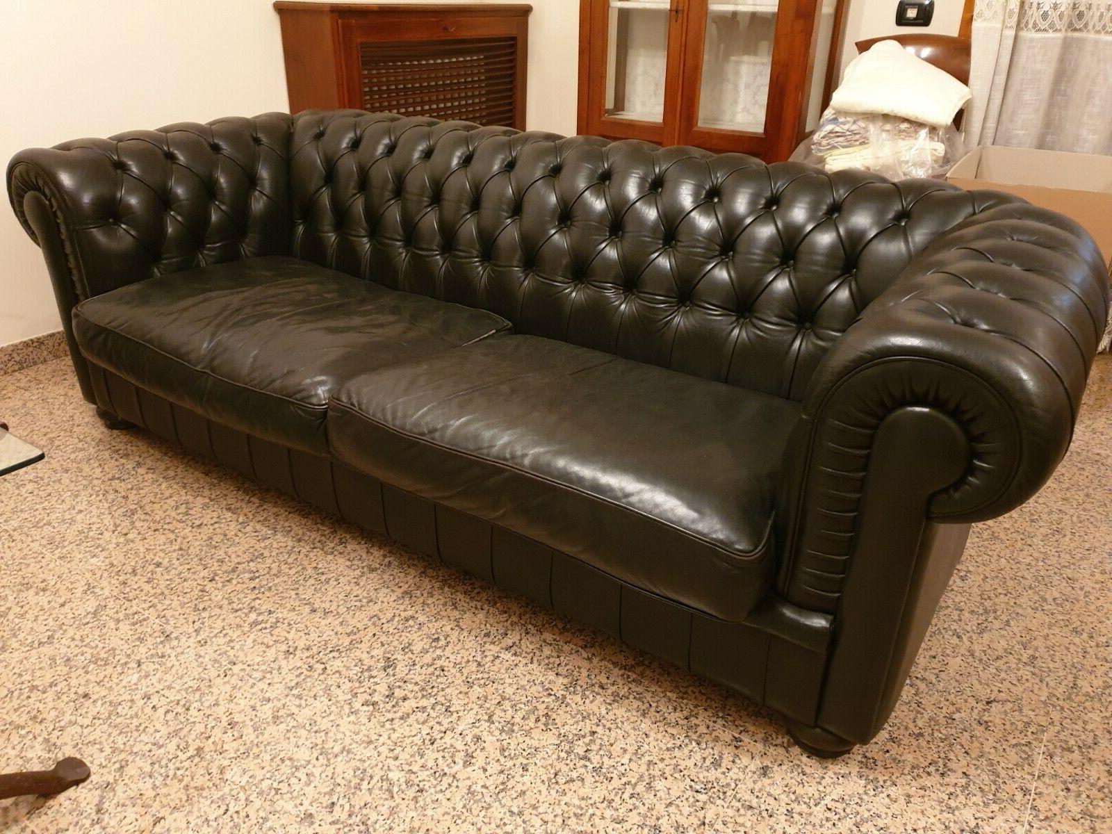 divano 3 posti in pelle nera usato