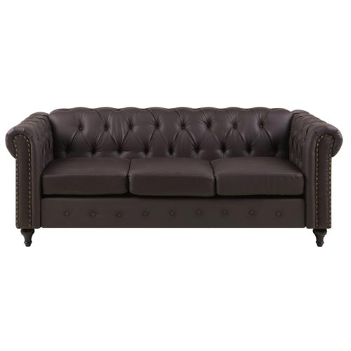 divano 3 posti in pelle sintetica marrone