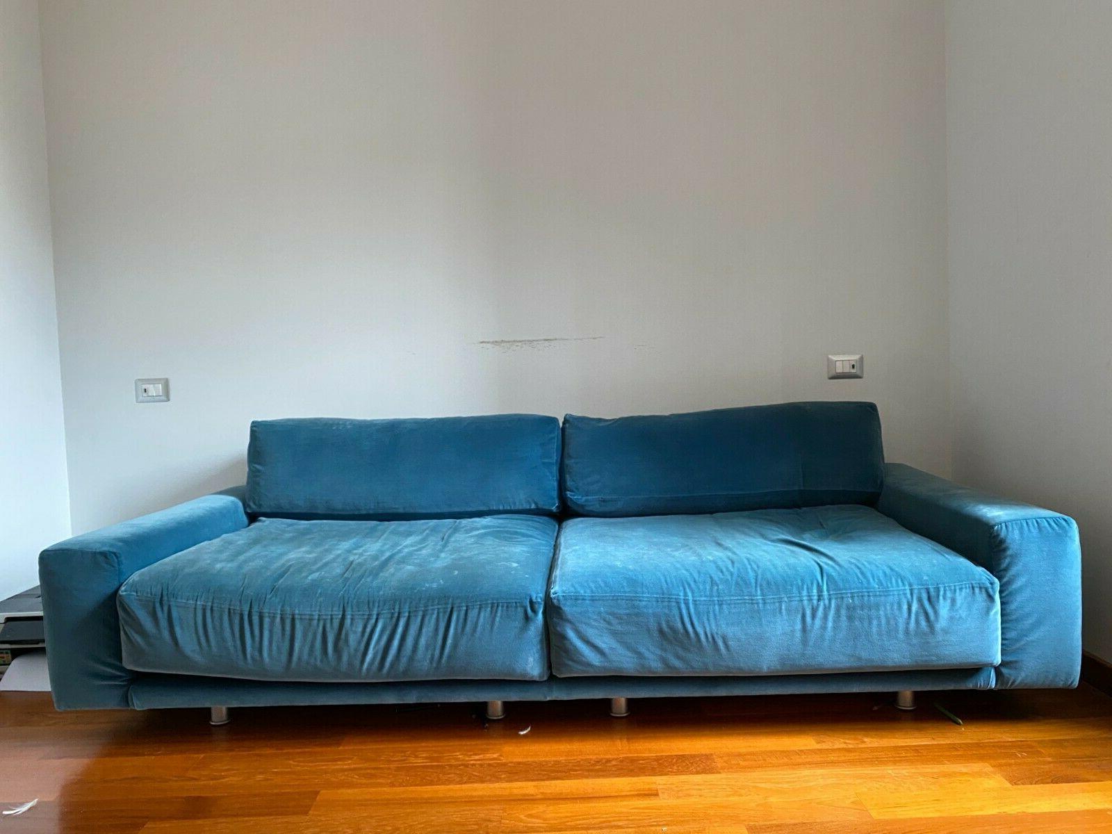 divano 3 posti in velluto blu l240