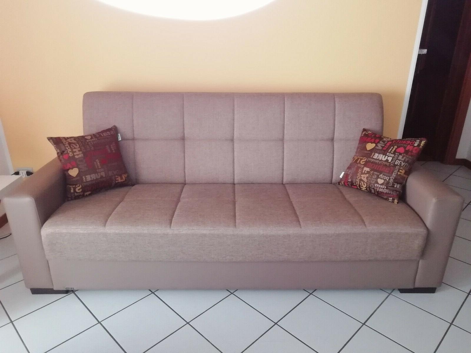divano 3 posti letto simil pelle tessuto
