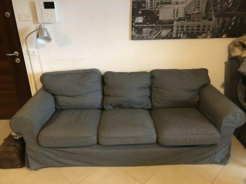 divano 3 posti tessuto grigio