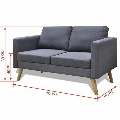 divano a 2 posti nordico tessuto grigio
