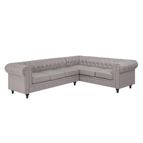 divano angolare vintage in tessuto beige versione