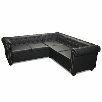 divano chersterfield 5 posti pelle artificiale nera