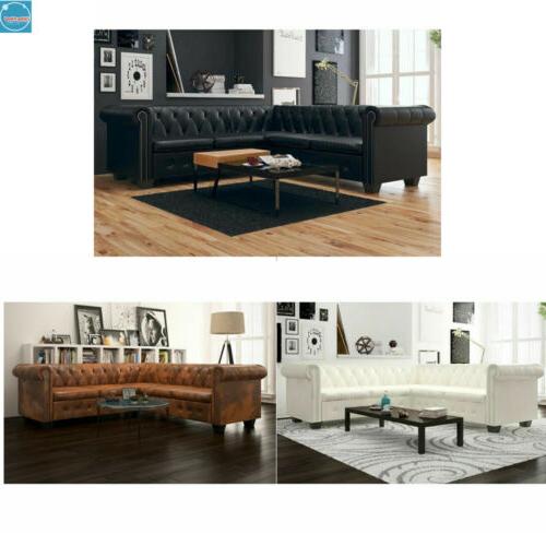 divano chersterfield ad angolo 5 posti rivestito