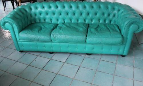 divano chester in pelle 3 posti verde