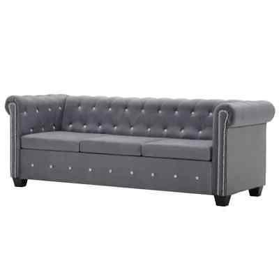 divano chesterfield 3 posti velluto grigio sdraio