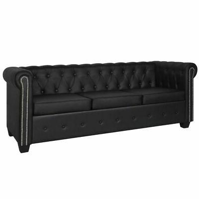 divano chesterfield classico in ecopelle nero 3