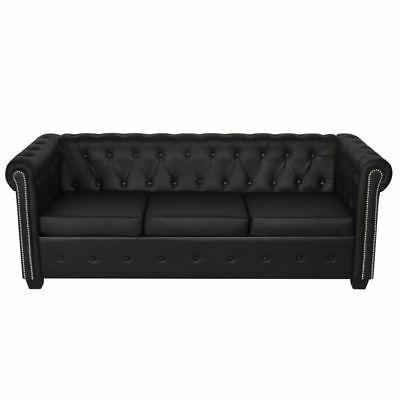 divano chesterfield classico ecopelle nero 3 posti