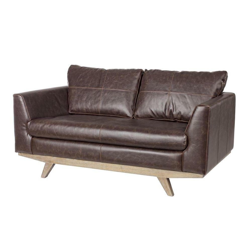 divano imbottito ecopelle pelle struttura legno quercia