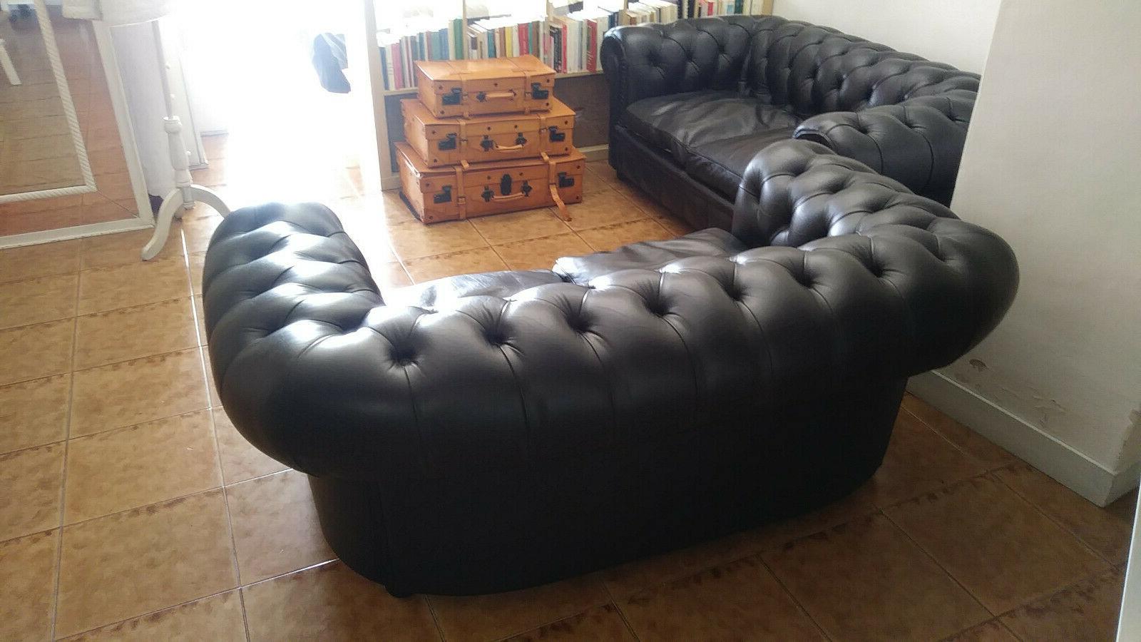 divano in pelle nera poltrona