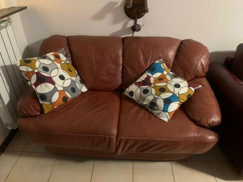 divano in pelle vera marrone 2 3