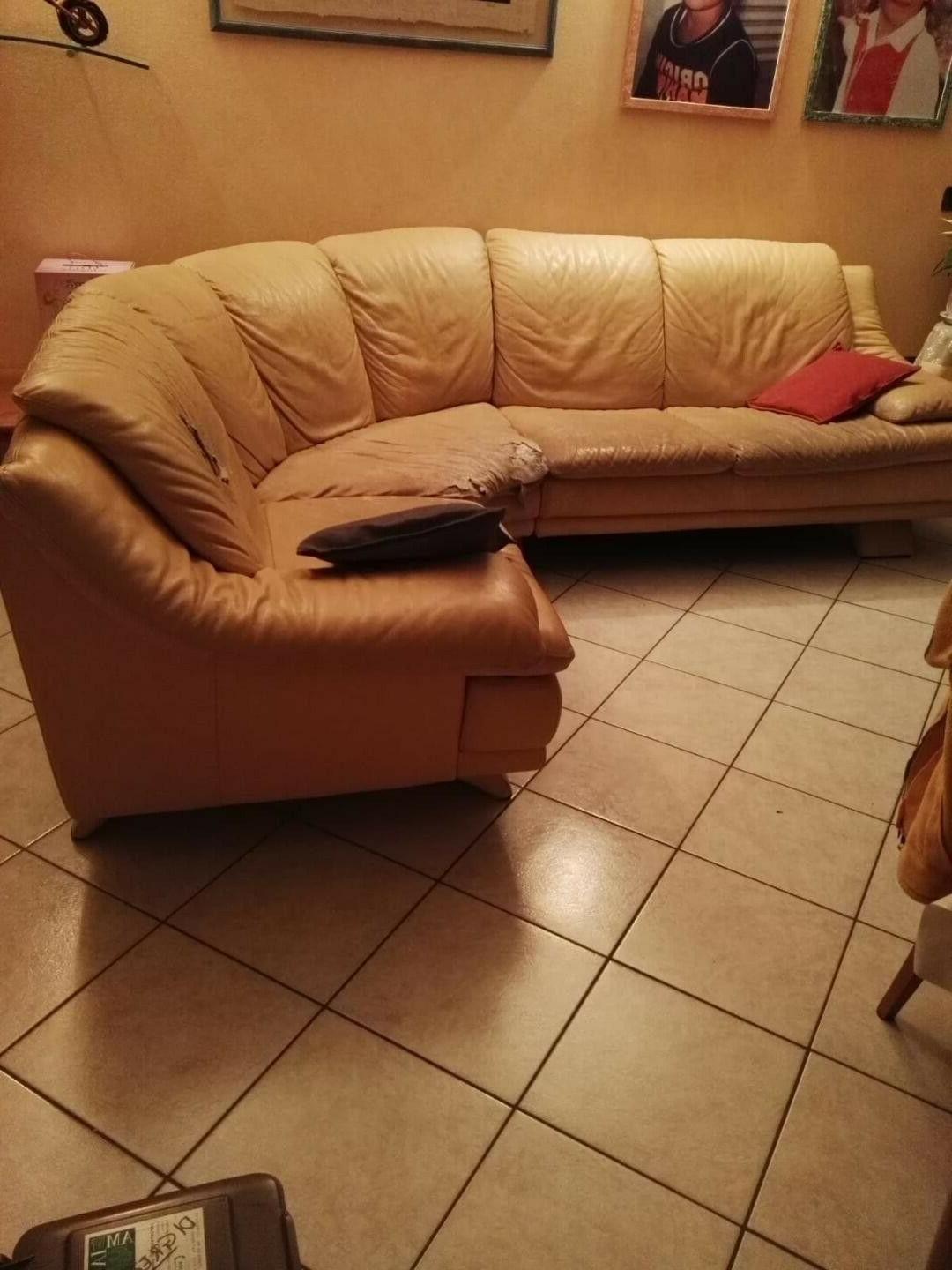 divano in vera pelle colore giallo ocra
