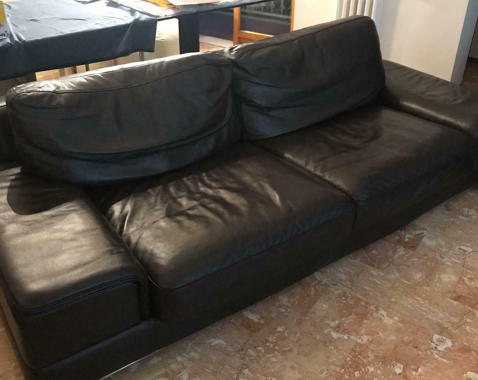 divano in vera pelle nero 3 posti