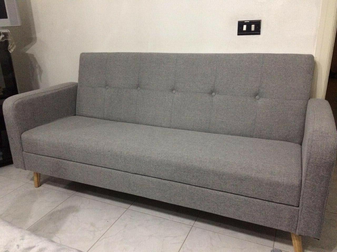 divano letto 2 posti in tessuto grigio