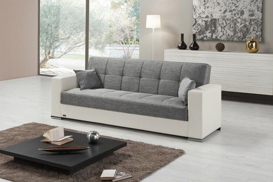 divano letto 3 posti contenitore pelle tessuto