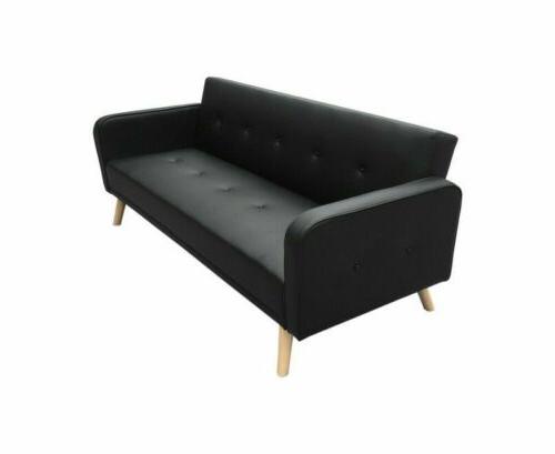 divano letto 3 posti ecopelle nero vintage