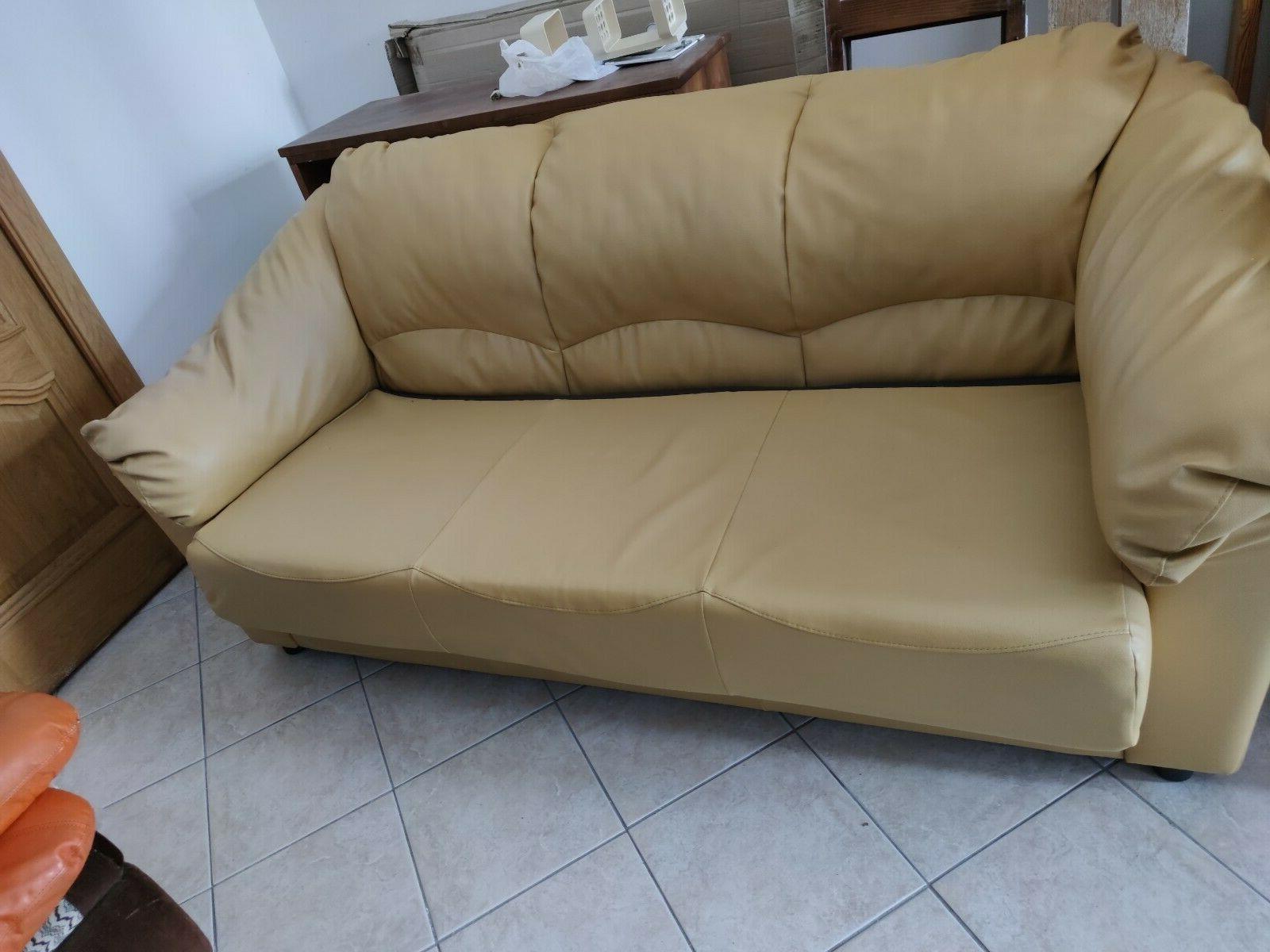 divano letto 3 posti giallo usato ecopelle