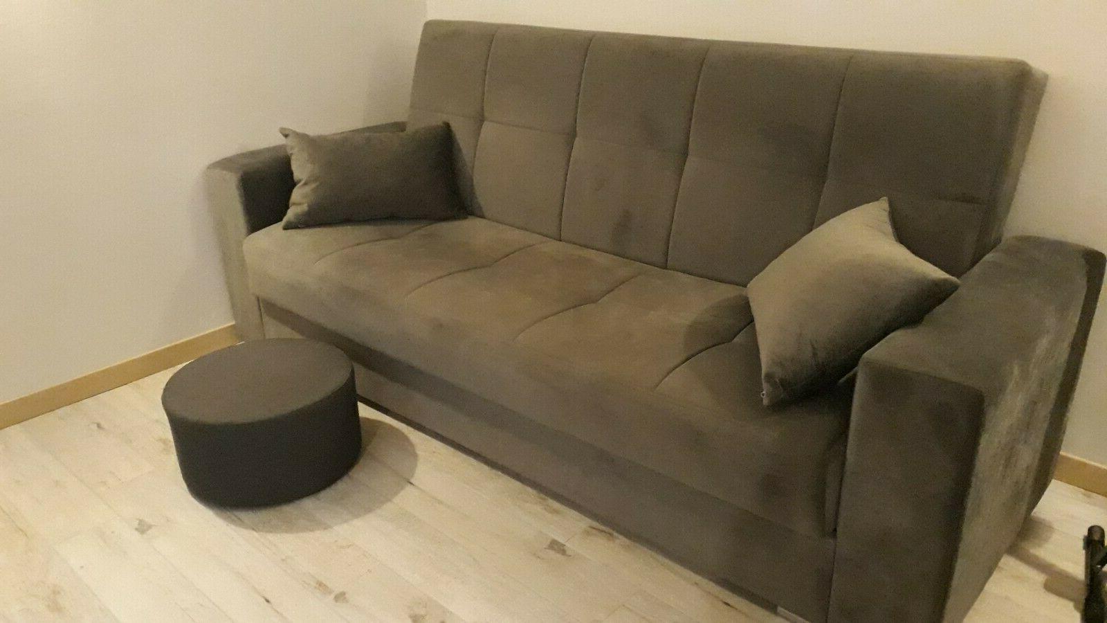 divano letto 3 posti in tessuto grigio