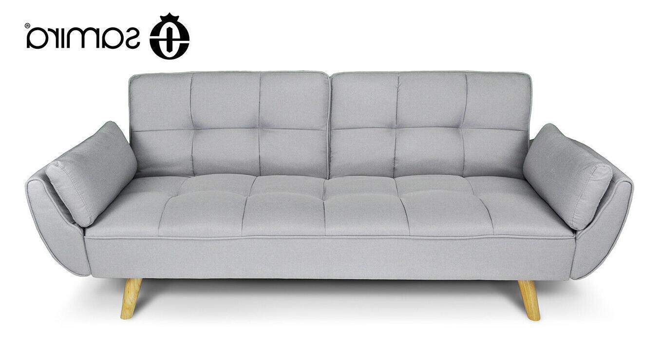 divano letto clic clac in tessuto grigio
