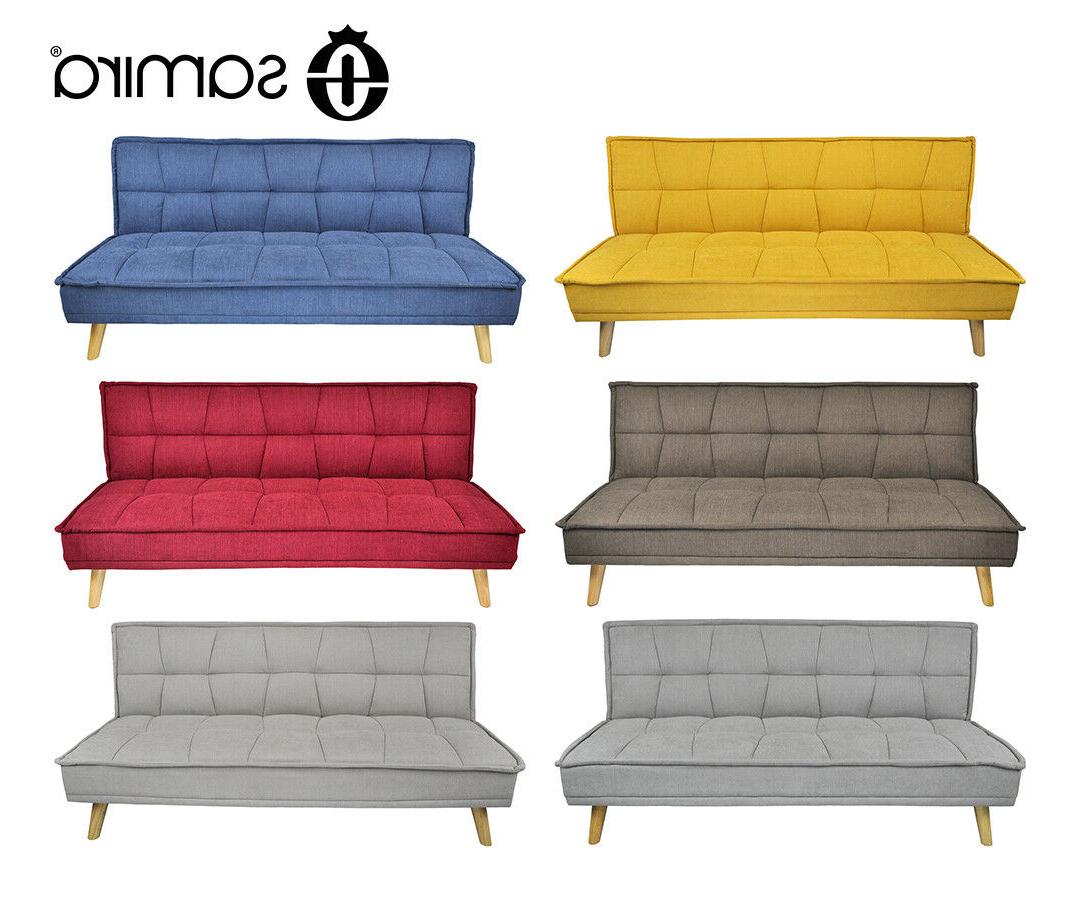 divano letto clic clac in tessuto vellutato