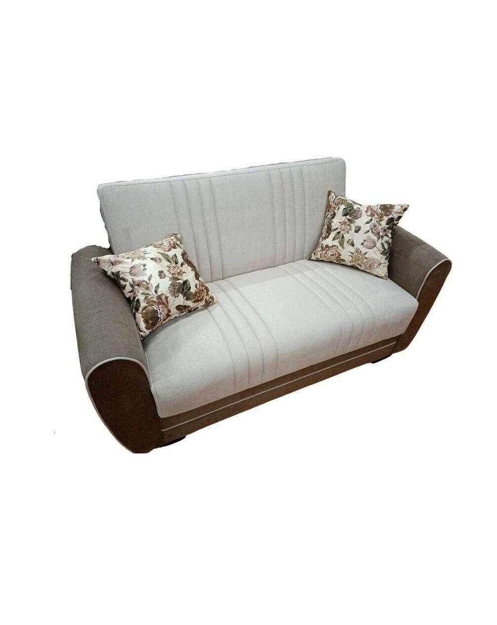 divano letto contenitore in ecopelle e tessuto