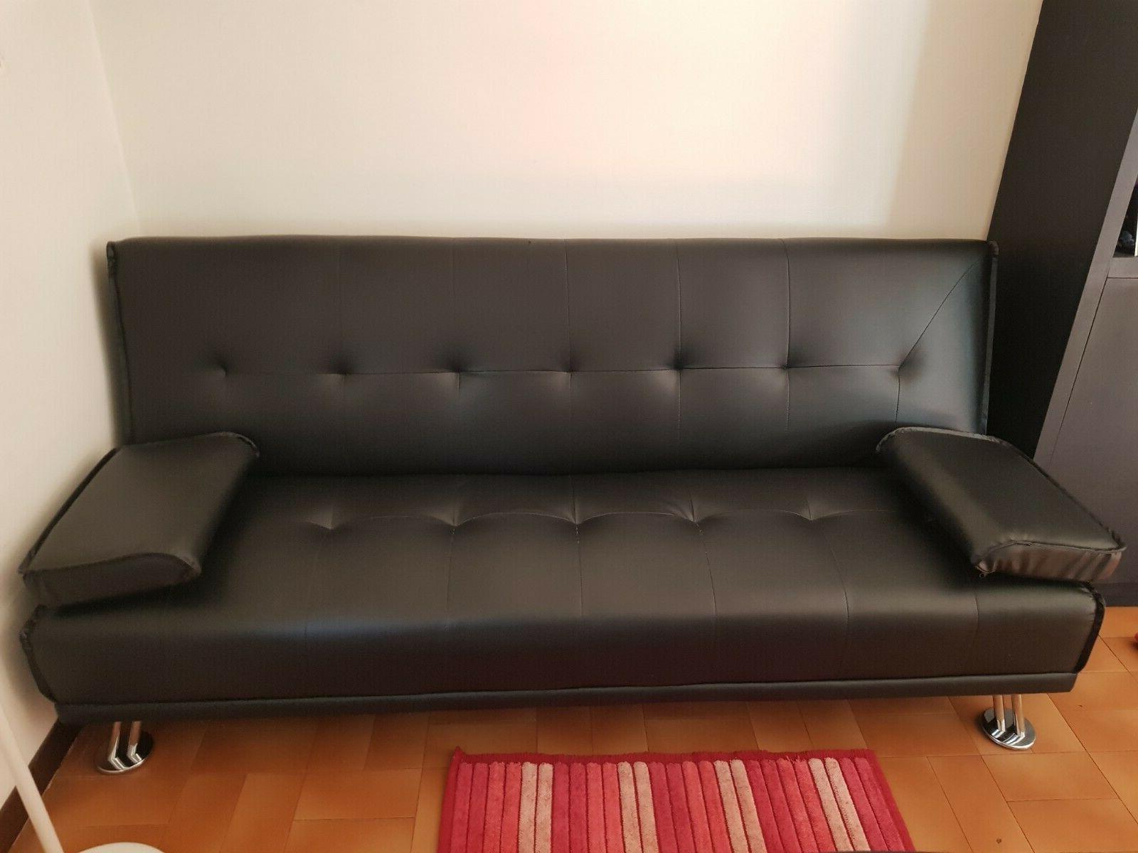 divano letto ecopelle nero pari al nuovo
