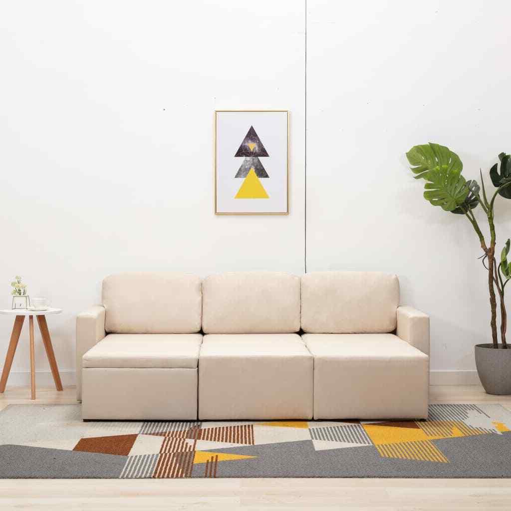 divano letto modulare a 3 posti crema