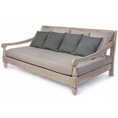 divano orientale etnico legno massello teak decapato