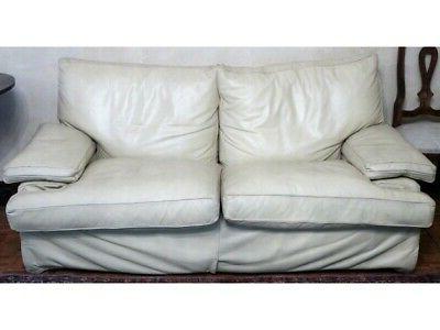 divano pelle beige crema 2 posti vintage