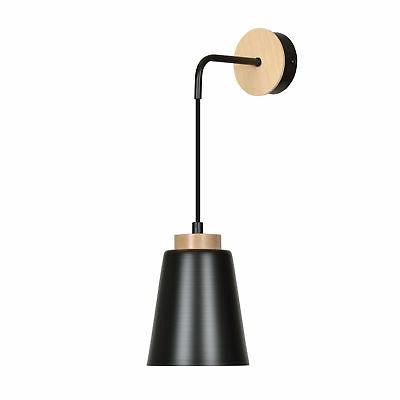 lampada parete metallo nero legno scandinava roger